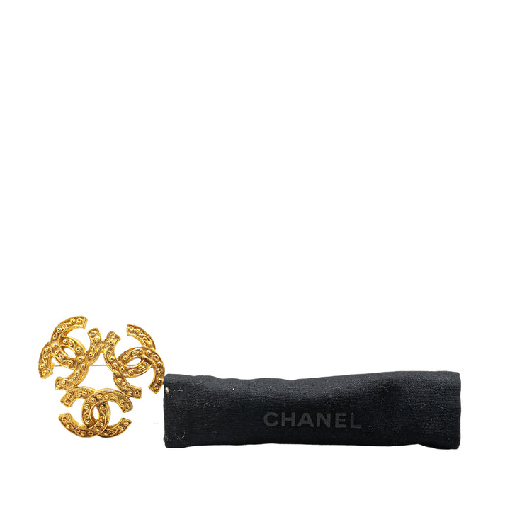 Gold Plated Triple CC Brooch Gold - Gaby Paris