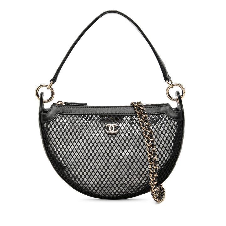 Chanel CC Mesh et Matelassé brillant Cuir d’agneau Chain Hobo