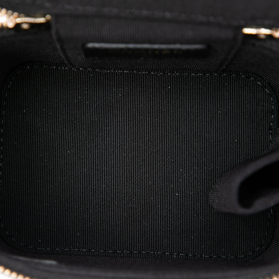 Chanel Matelassé Perle On Top Vanity avec chaîne Mini Cuir caviar Noir – vue 4 – GABY PARIS
