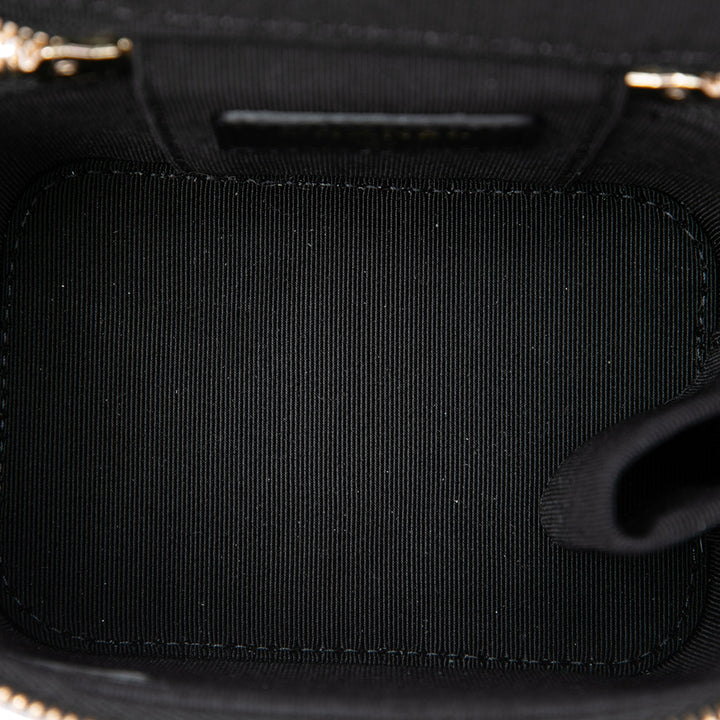 Chanel Matelassé Perle On Top Vanity avec chaîne Mini Cuir caviar Noir – vue 4 – GABY PARIS