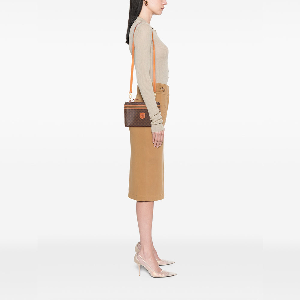 Macadam Coated Canvas Vanity Bag Brown - Gaby Paris