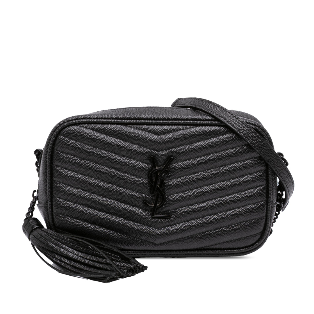 Saint Laurent Grain de Poudre Monochrome Lou Sac caméra Mini Monogram Noir