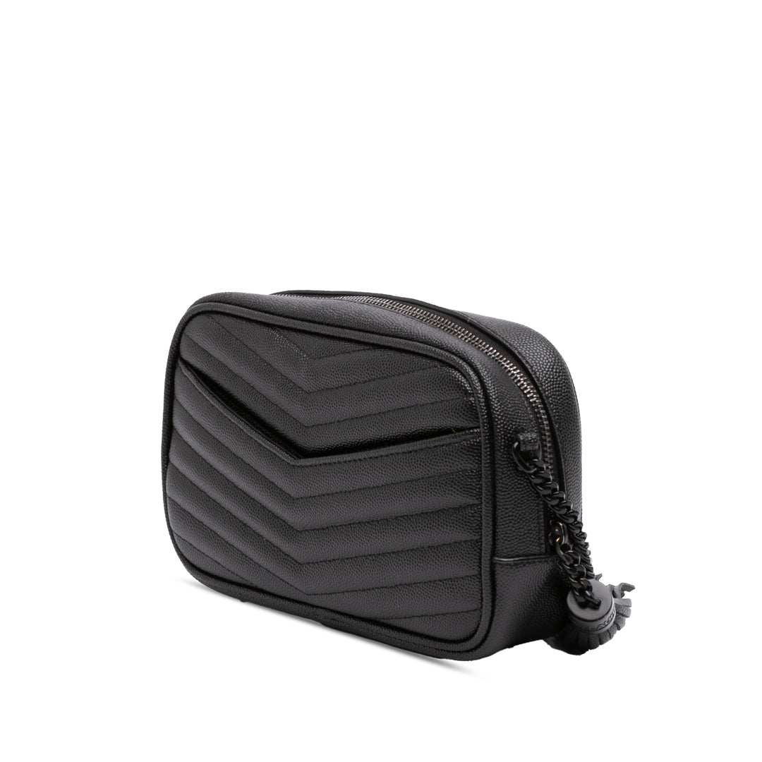 Saint Laurent Grain de Poudre Monochrome Lou Sac caméra Mini Monogram Noir