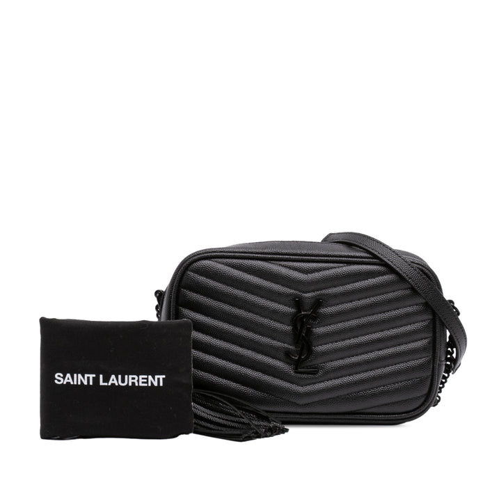 Saint Laurent Grain de Poudre Monochrome Lou Sac caméra Mini Monogram Noir
