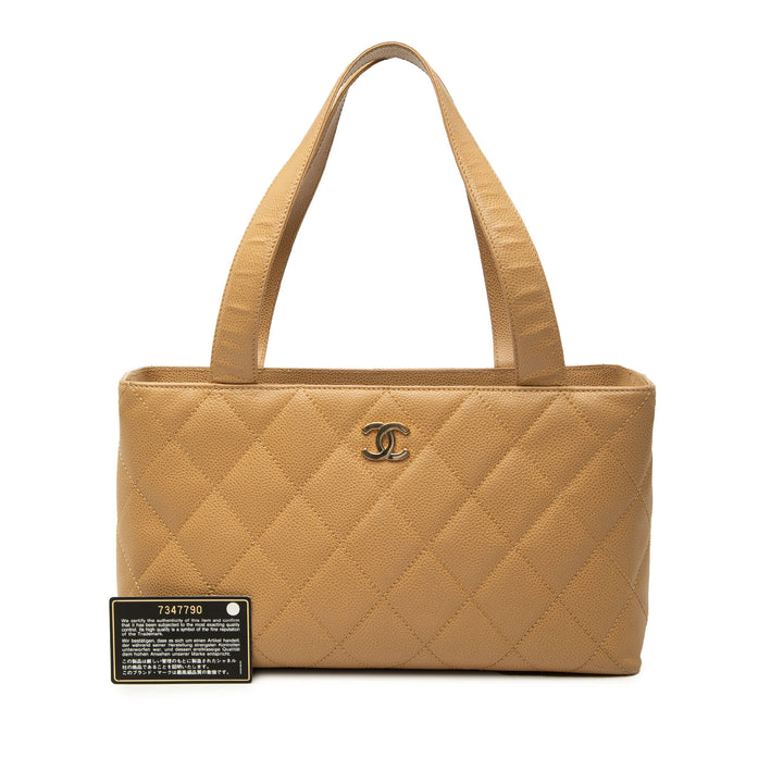 CC Matelassé Cabas Cuir caviar Beige