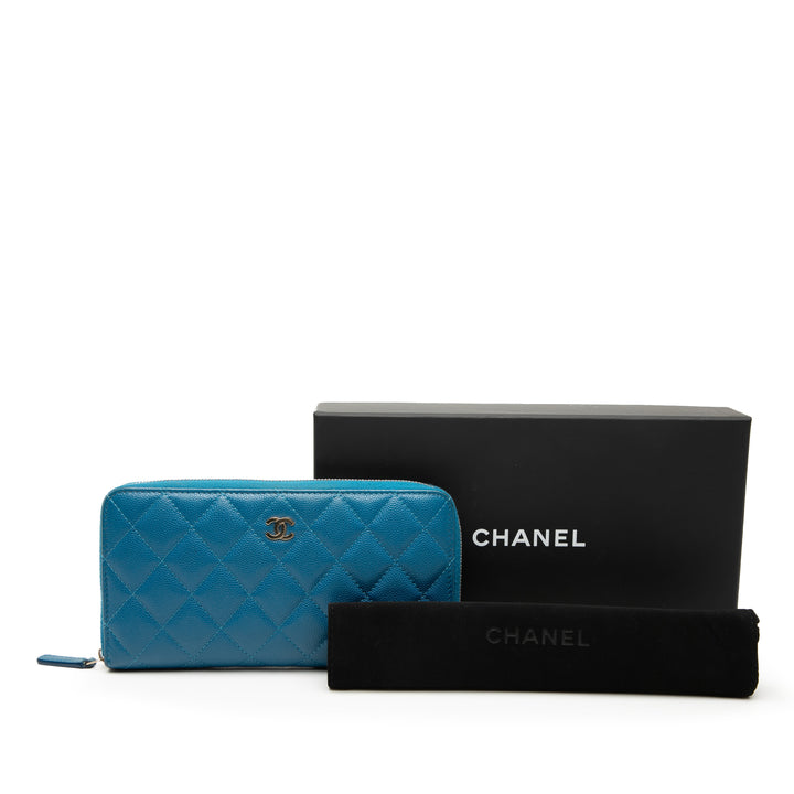 Chanel CC Matelassé Caviar Portefeuille long zippé