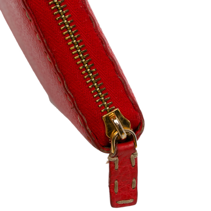 Leather Selleria Zip Around Long Wallet Red - Gaby Paris