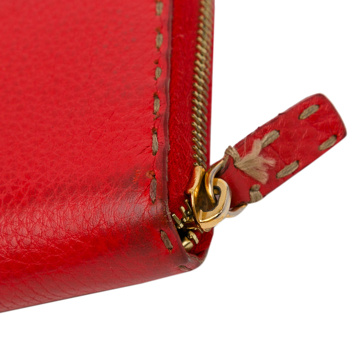 Leather Selleria Zip Around Long Wallet Red - Gaby Paris