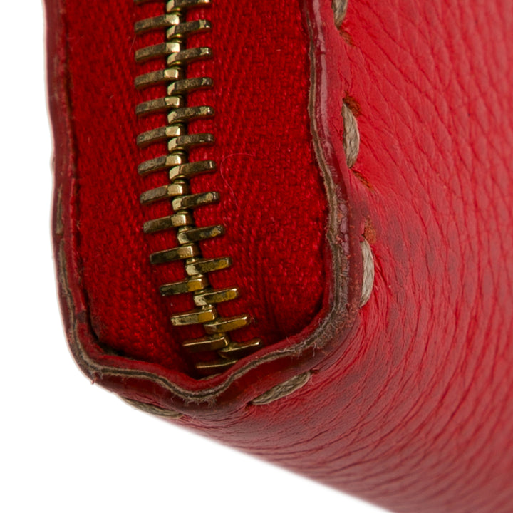 Leather Selleria Zip Around Long Wallet Red - Gaby Paris