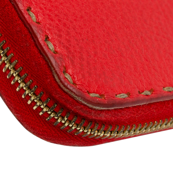 Leather Selleria Zip Around Long Wallet Red - Gaby Paris