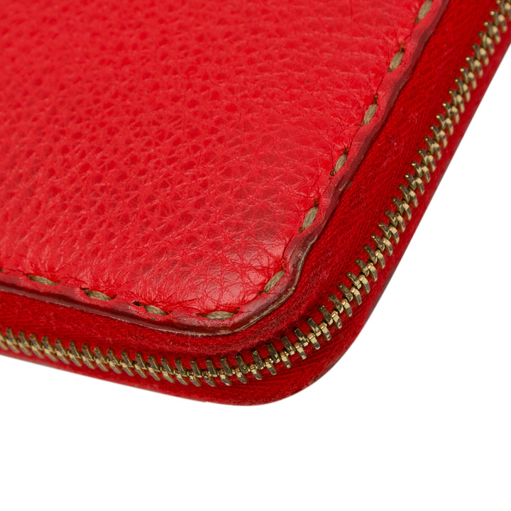 Leather Selleria Zip Around Long Wallet Red - Gaby Paris