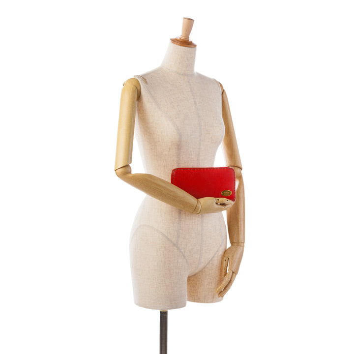 Leather Selleria Zip Around Long Wallet Red - Gaby Paris