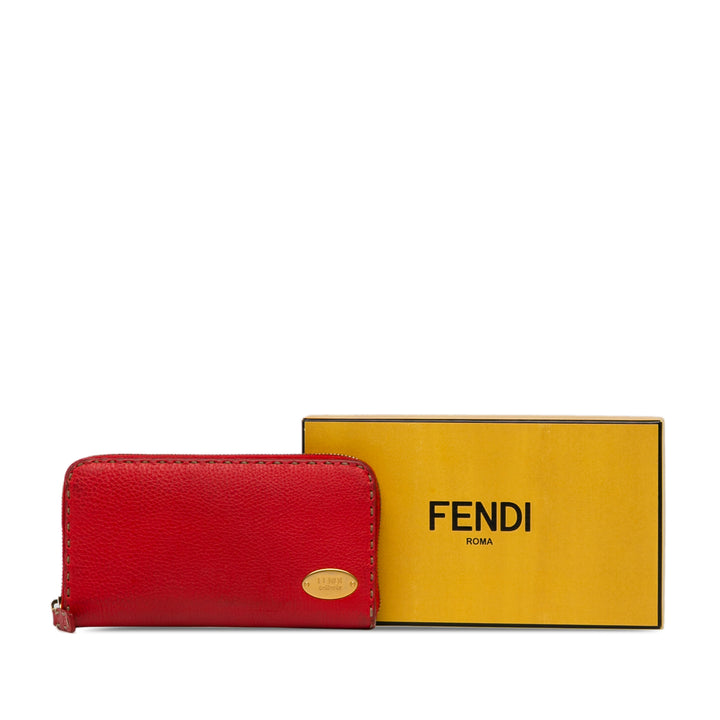 Leather Selleria Zip Around Long Wallet Red - Gaby Paris