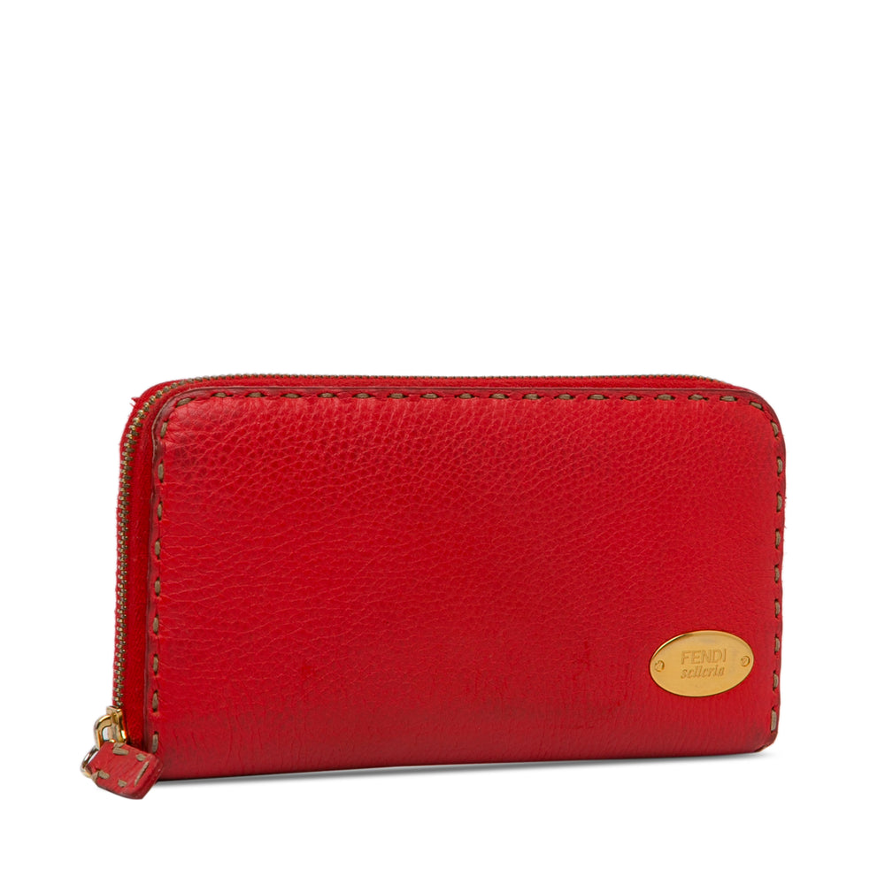 Leather Selleria Zip Around Long Wallet Red - Gaby Paris