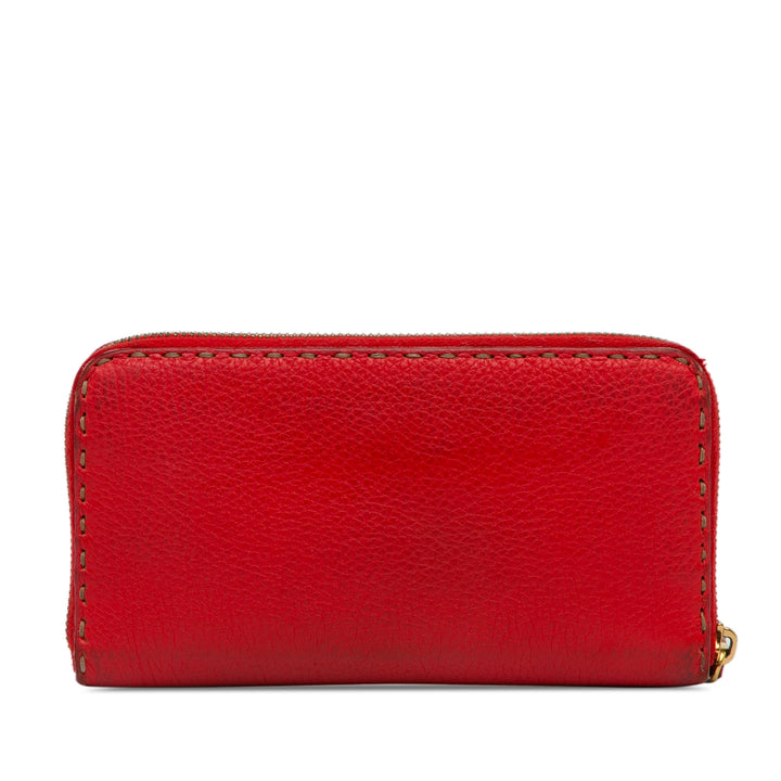 Leather Selleria Zip Around Long Wallet Red - Gaby Paris