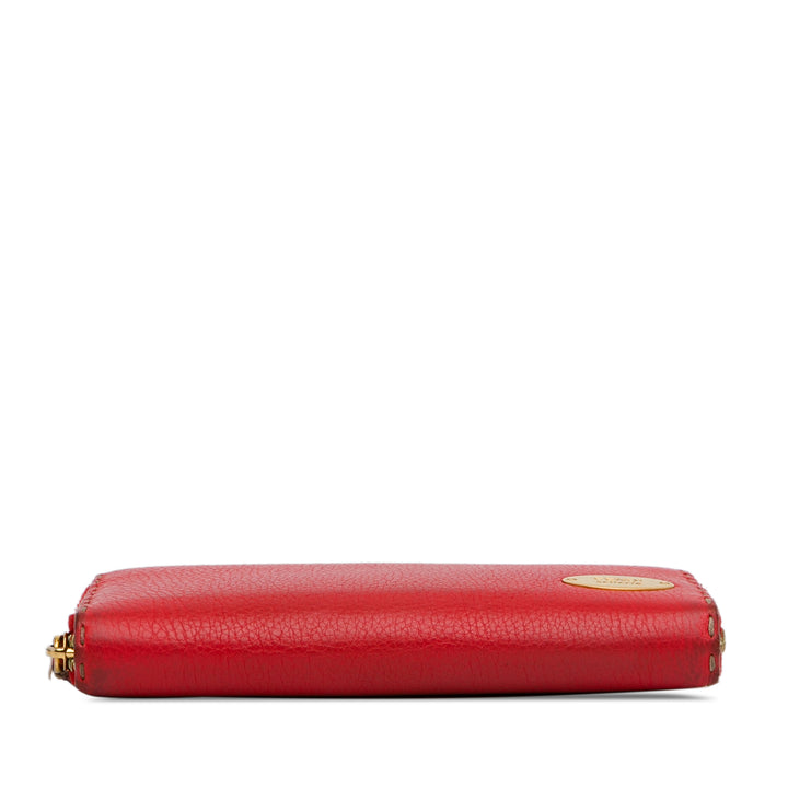 Leather Selleria Zip Around Long Wallet Red - Gaby Paris