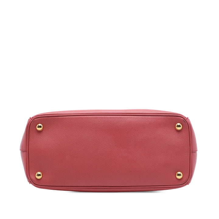 Prada Cabas Lux Galleria Double Zippé Saffiano Moyen Rose – vue 3 – GABY PARIS