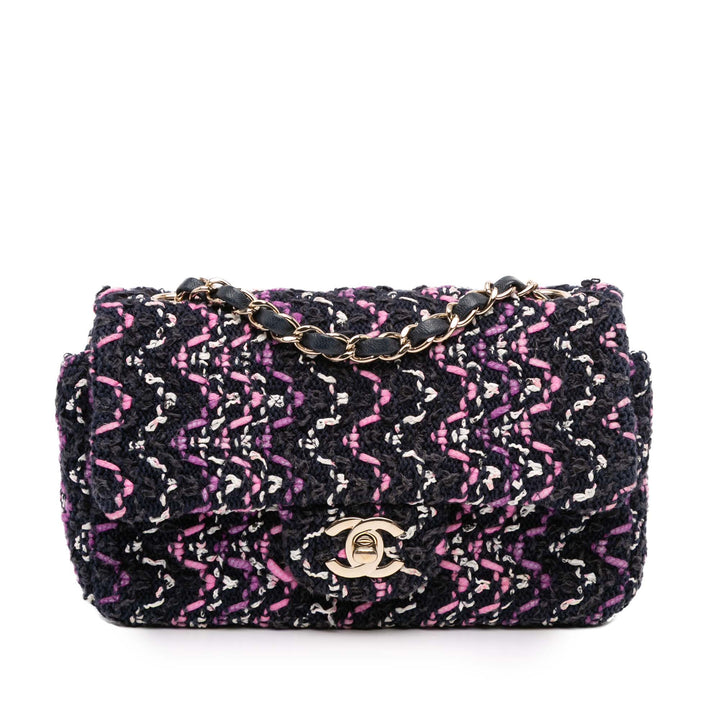 Chanel Mini Rectangular Classic Multicolor Cotton Stitched Simple rabat Noir