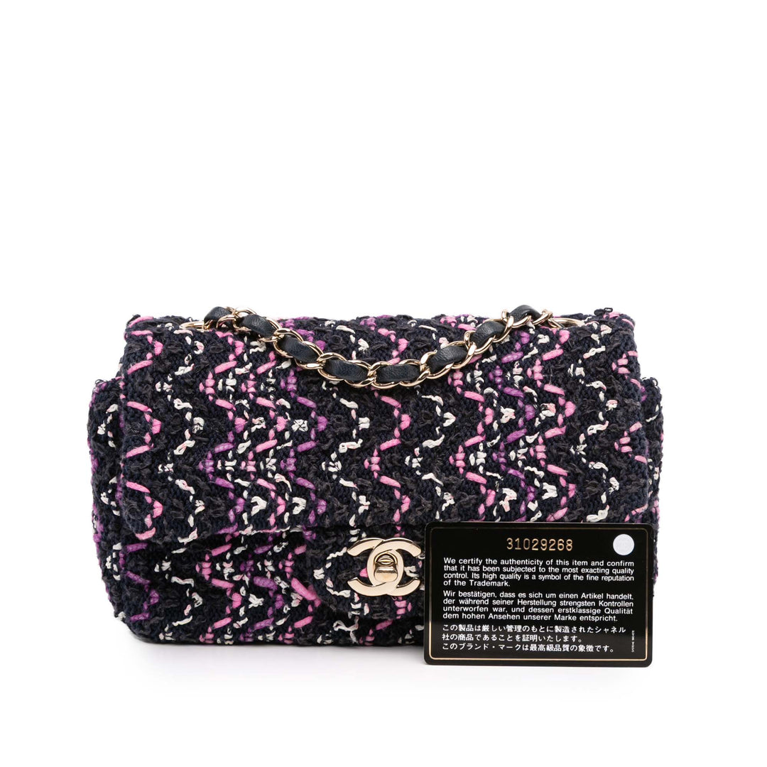 Chanel Mini Rectangular Classic Multicolor Cotton Stitched Simple rabat Noir