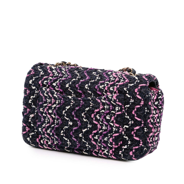 Chanel Mini Rectangular Classic Multicolor Cotton Stitched Simple rabat Noir