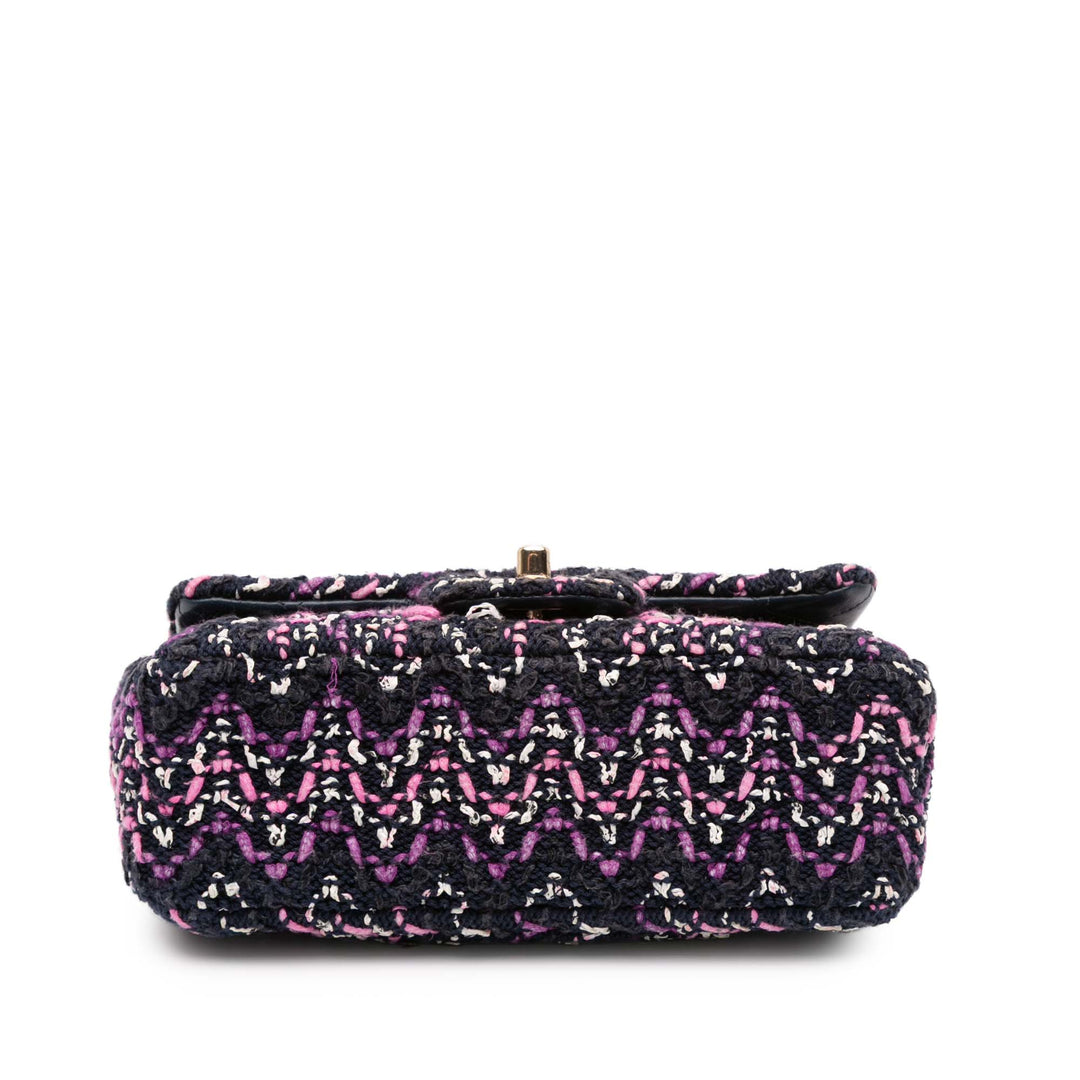 Chanel Mini Rectangular Classic Multicolor Cotton Stitched Simple rabat Noir