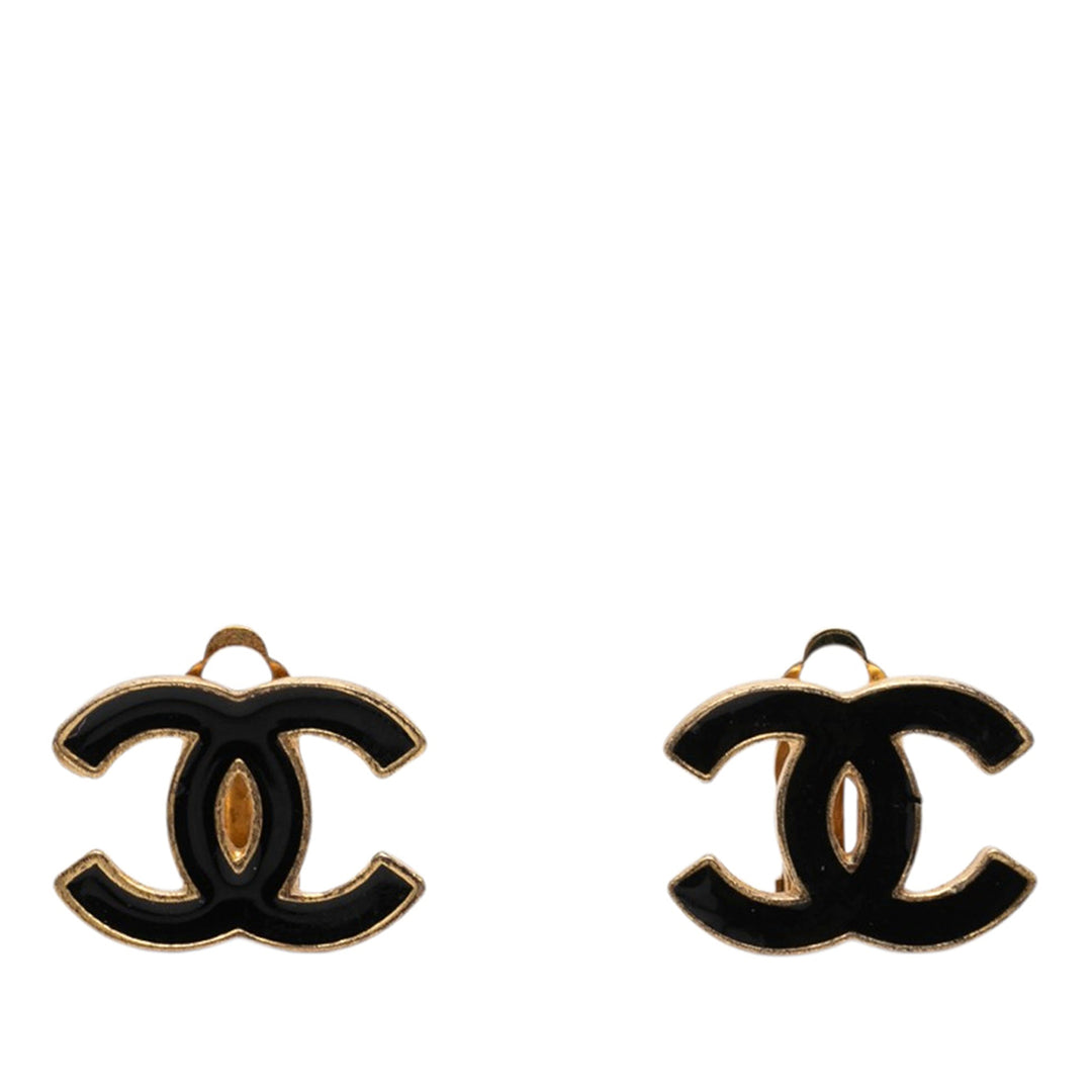 Chanel CC Émail et plaqué Clip On Boucles d’oreilles