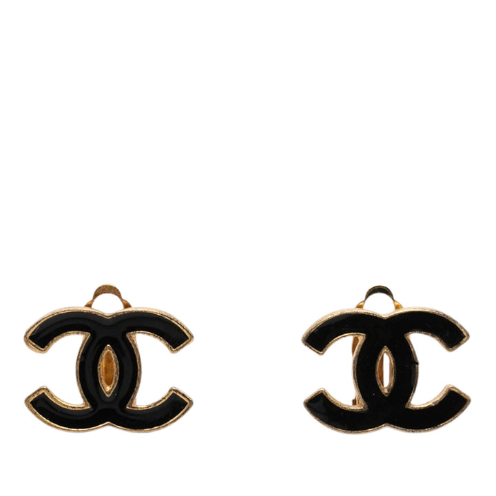Chanel CC Émail et plaqué Clip On Boucles d’oreilles