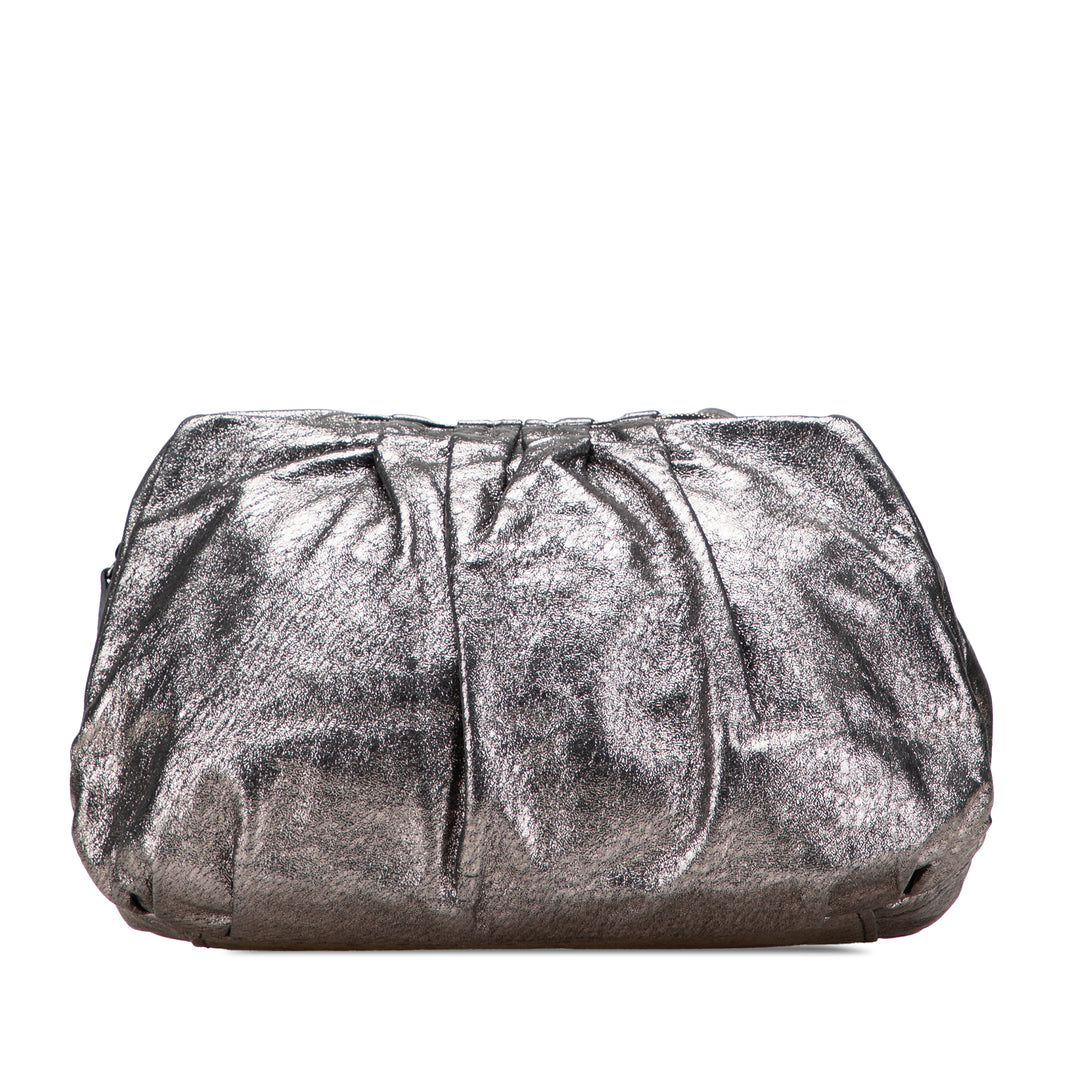 Metallic Nappa Clutch Silver - Gaby Paris