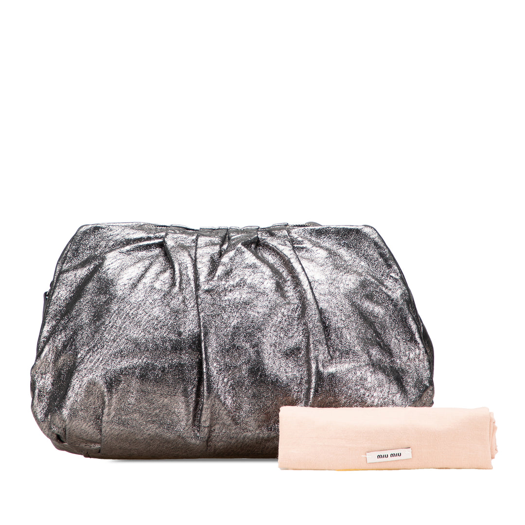 Metallic Nappa Clutch Silver - Gaby Paris