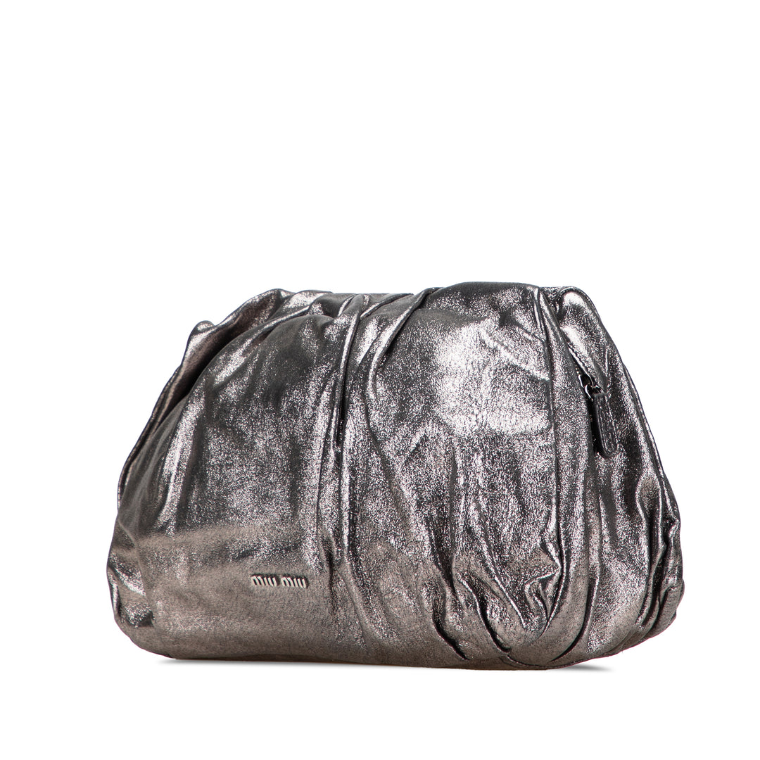 Metallic Nappa Clutch Silver - Gaby Paris