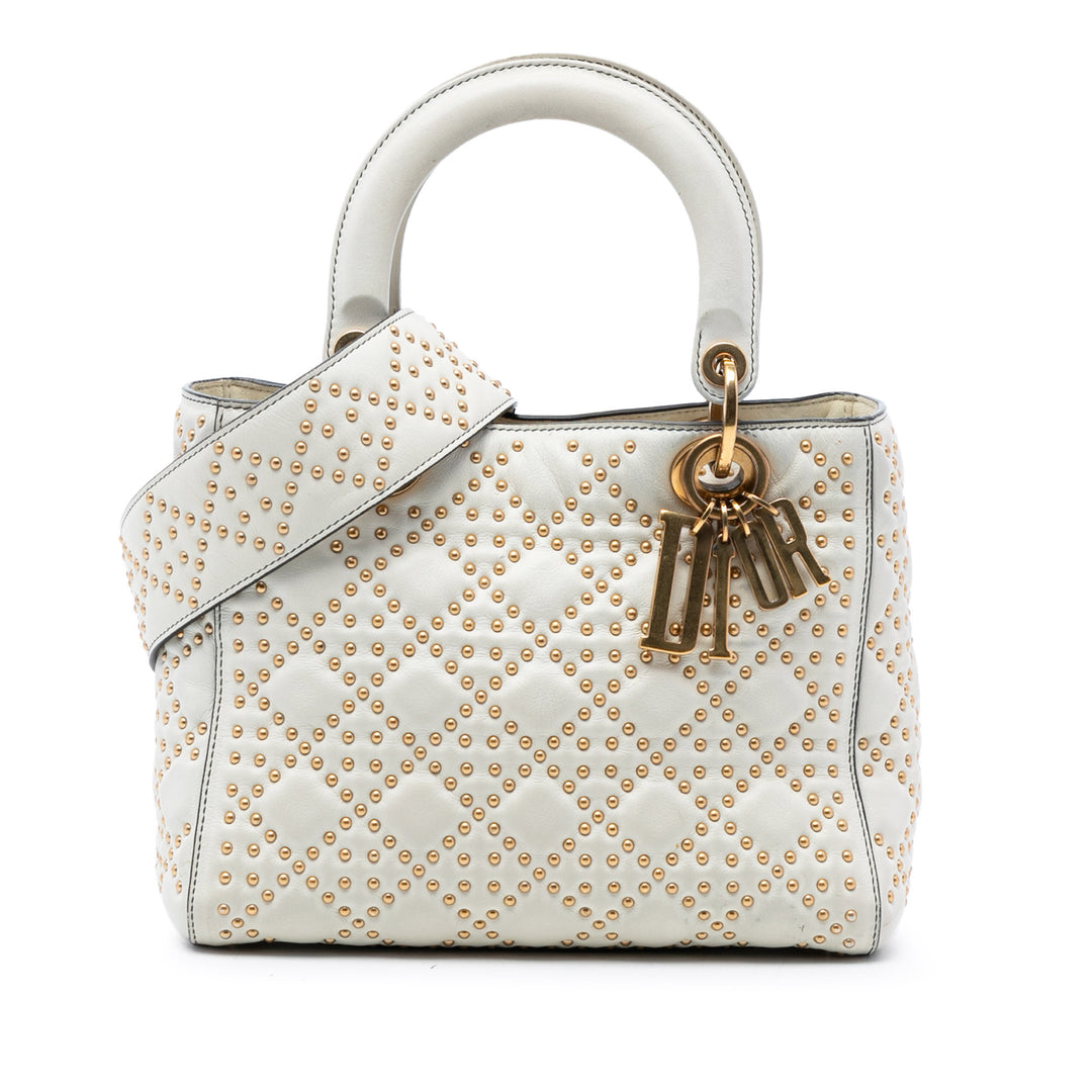 Dior Medium Cuir d’agneau Cannage clouté Supple Lady Dior