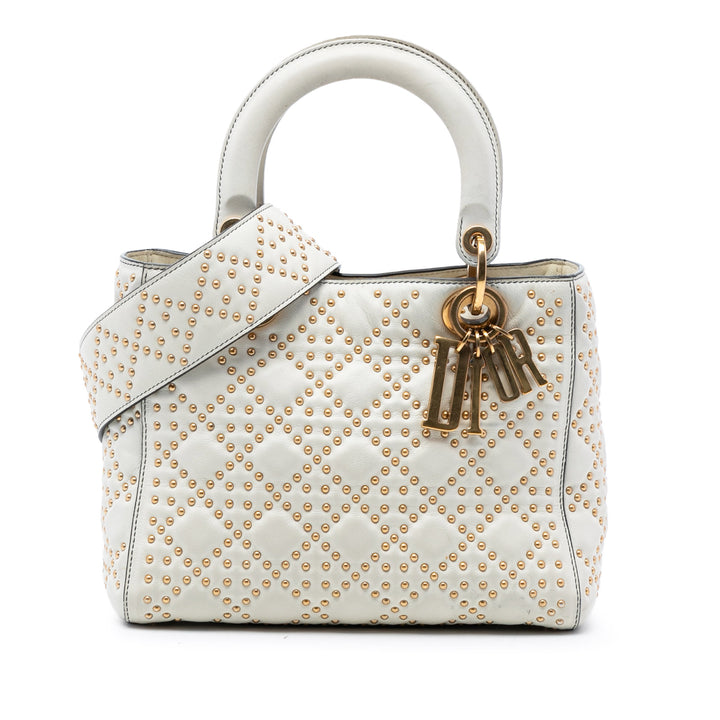 Dior Medium Cuir d’agneau Cannage clouté Supple Lady Dior
