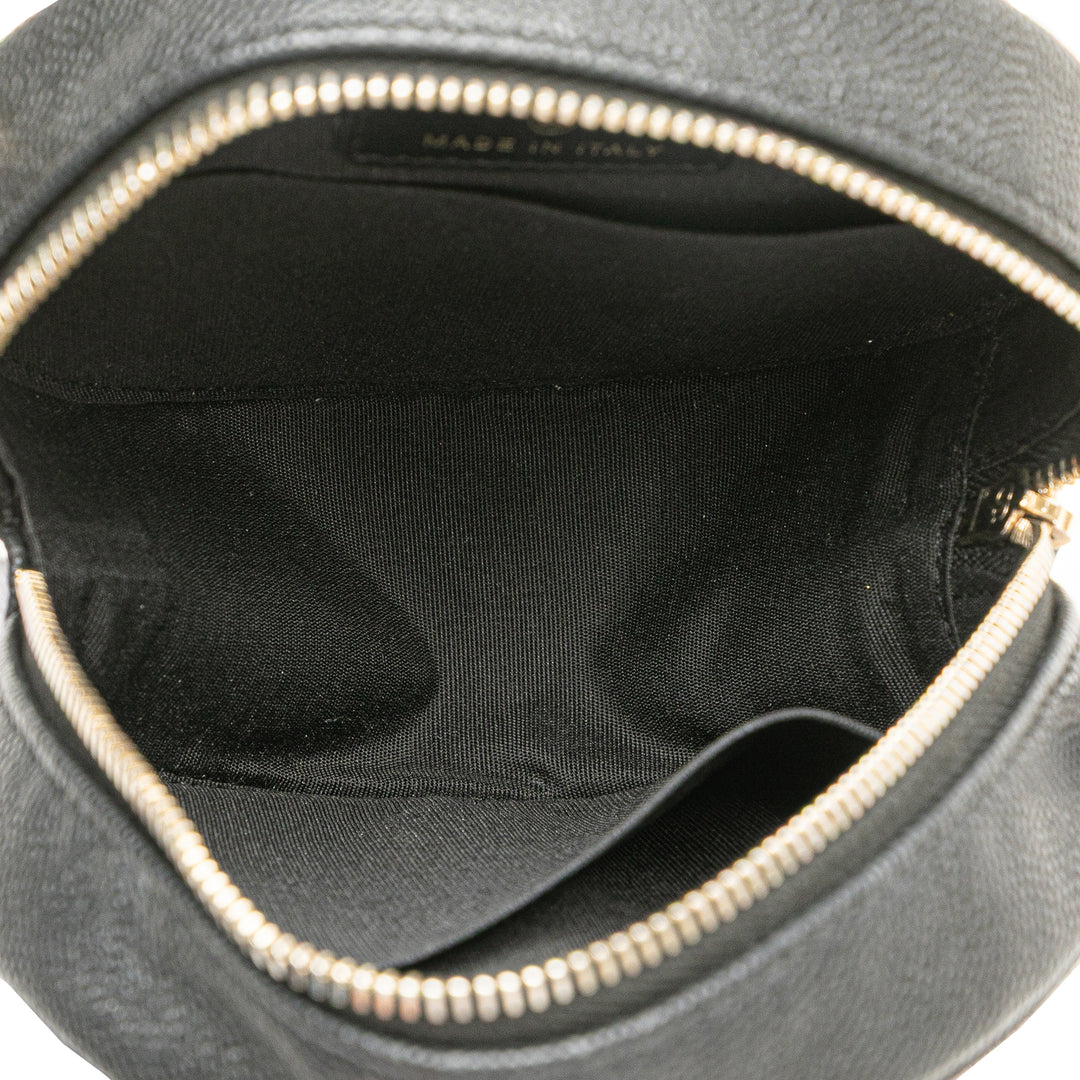 Caviar CC Filigree Round Clutch with Chain Black - Gaby Paris