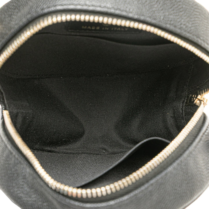 Caviar CC Filigree Round Clutch with Chain Black - Gaby Paris
