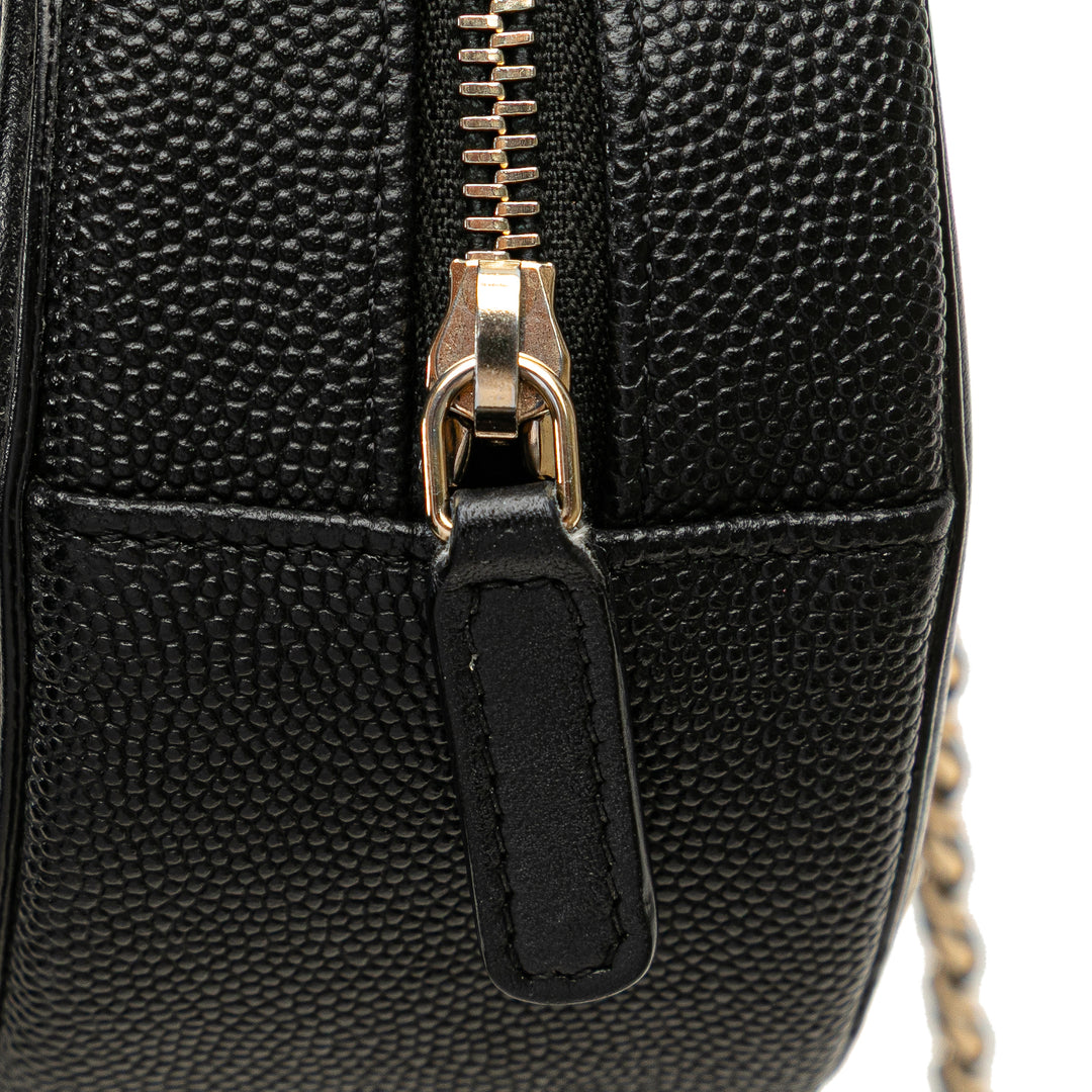 Caviar CC Filigree Round Clutch with Chain Black - Gaby Paris