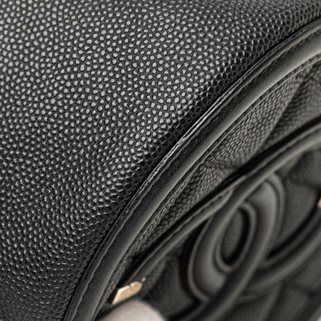 Caviar CC Filigree Round Clutch with Chain Black - Gaby Paris