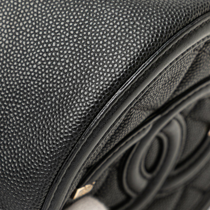 Caviar CC Filigree Round Clutch with Chain Black - Gaby Paris