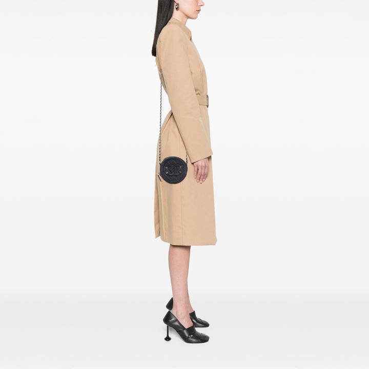 Caviar CC Filigree Round Clutch with Chain Black - Gaby Paris