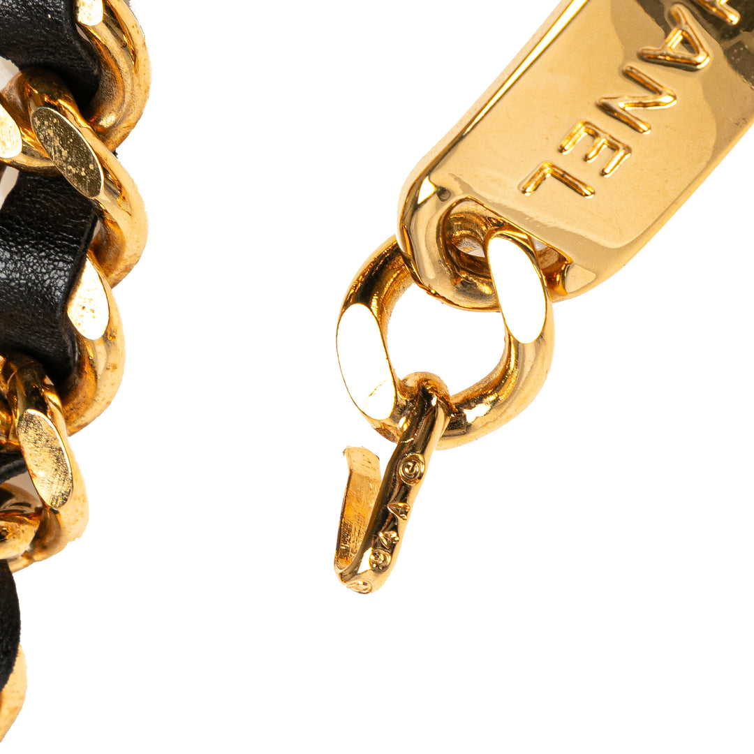 Chanel Gold Plated Medallion Leather Woven Chain Belt Gold - GABY PARIS