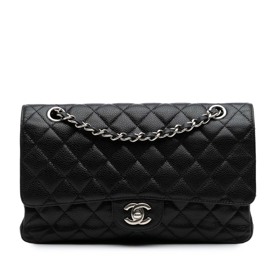Medium Classic Caviar Double Flap Black - Gaby Paris