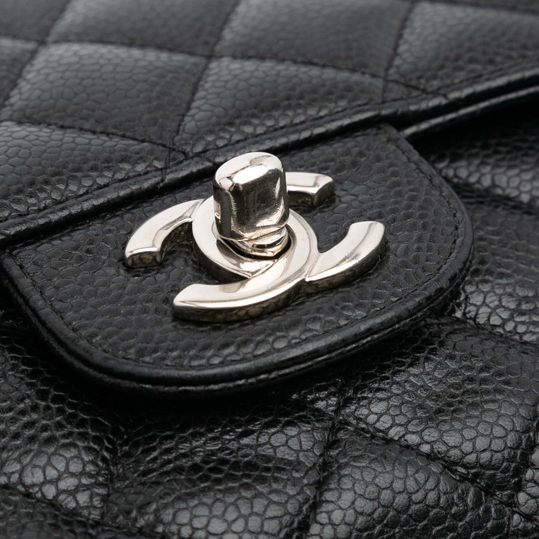 Medium Classic Caviar Double Flap Black - Gaby Paris