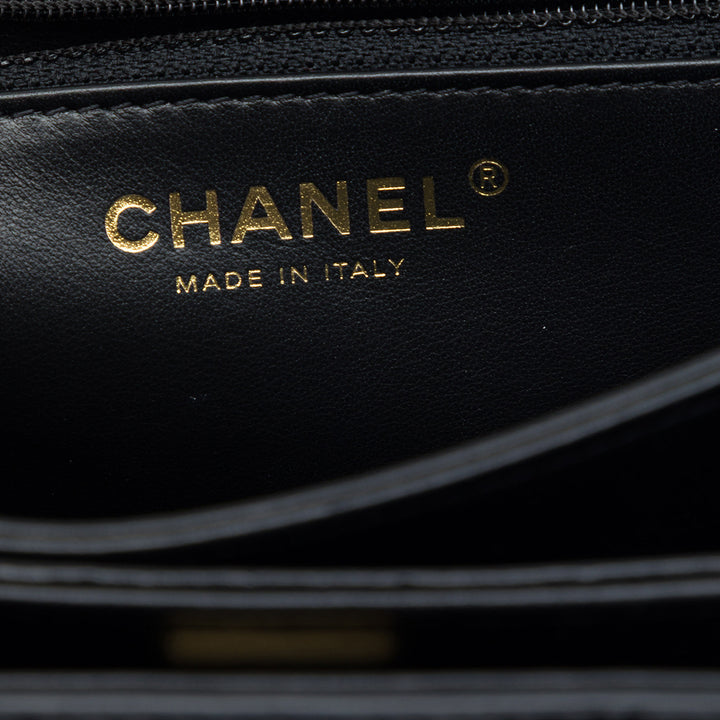 Chanel CC Matelassé Cuir verni Accordion Pushlock anse supérieure à rabat