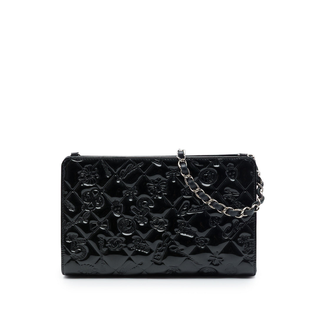 Chanel Matelassé Cuir verni embossé Lucky Symbols Pochette