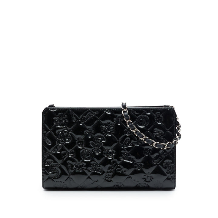Chanel Matelassé Cuir verni embossé Lucky Symbols Pochette