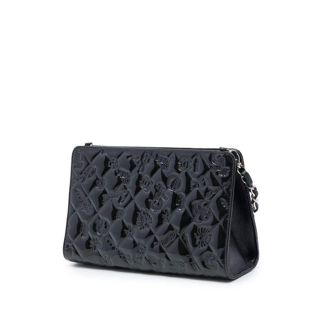 Chanel Matelassé Cuir verni embossé Lucky Symbols Pochette