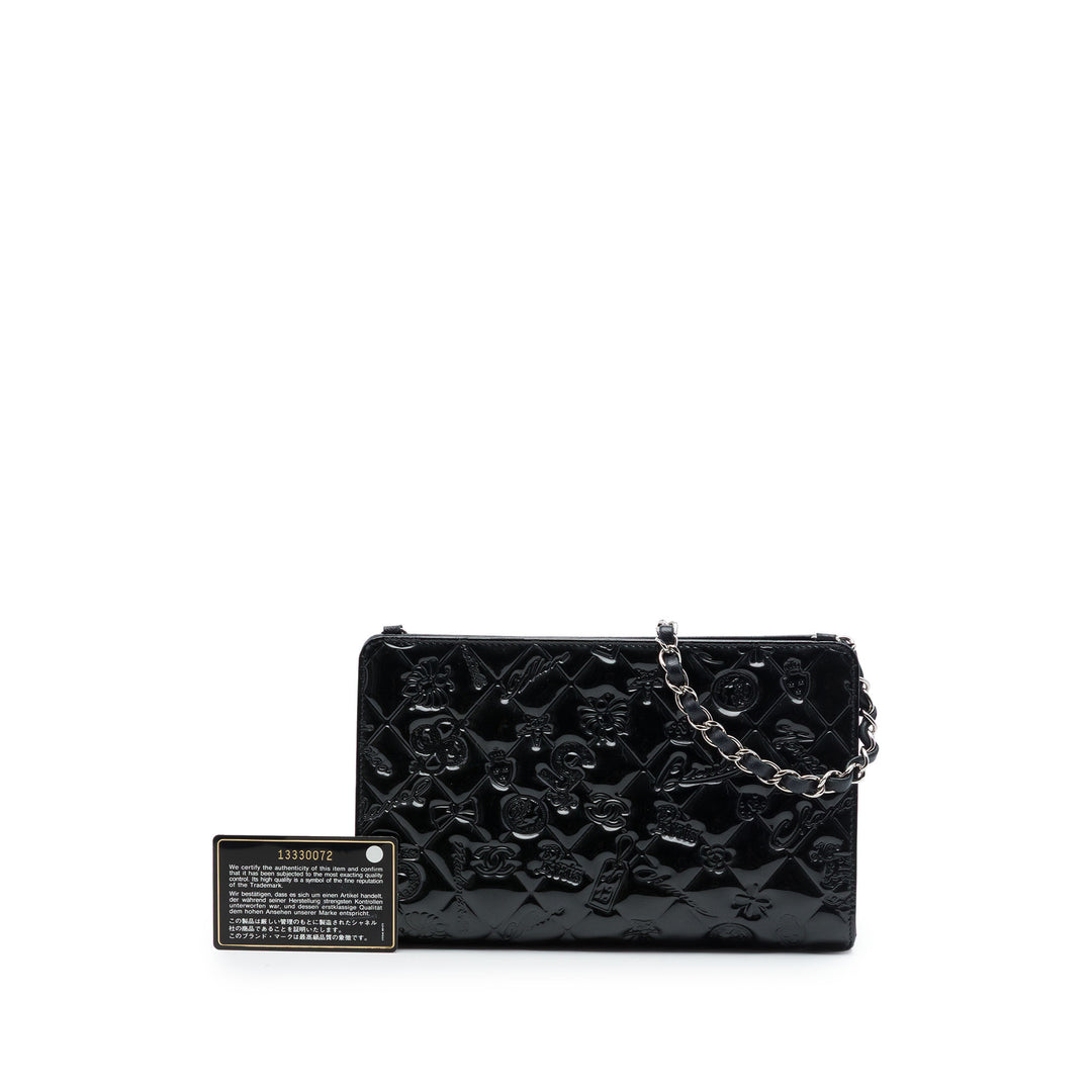 Chanel Matelassé Cuir verni embossé Lucky Symbols Pochette