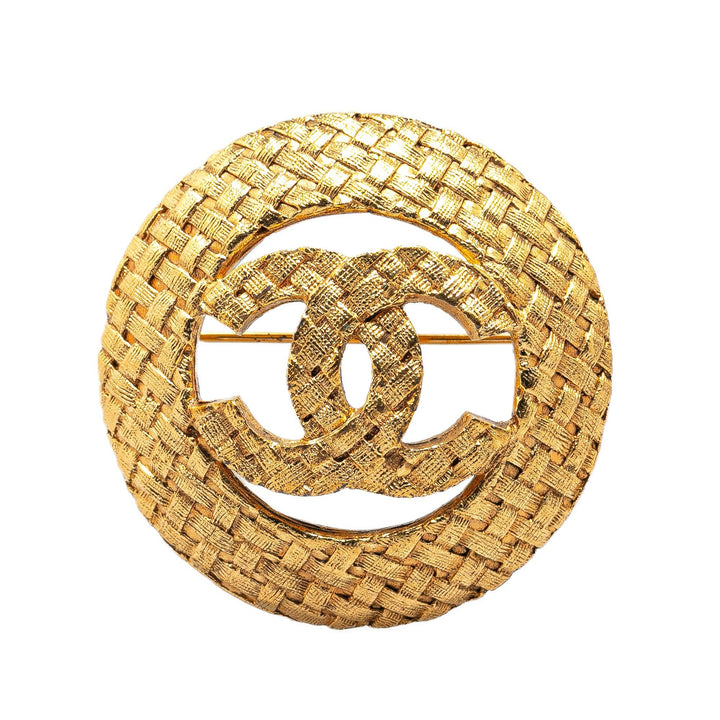 Gold Plated CC Round Brooch Gold - Gaby Paris