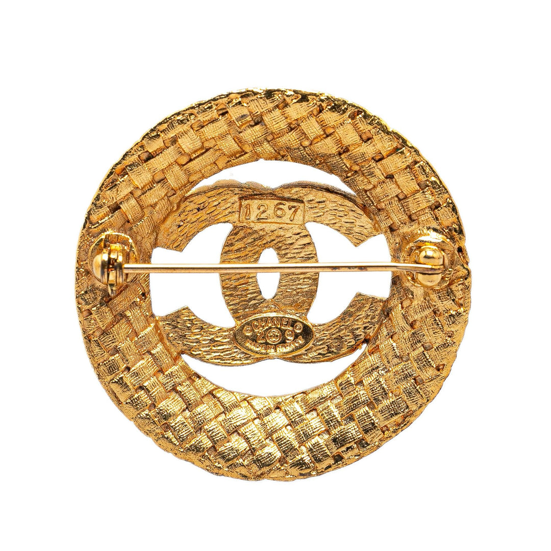 Gold Plated CC Round Brooch Gold - Gaby Paris