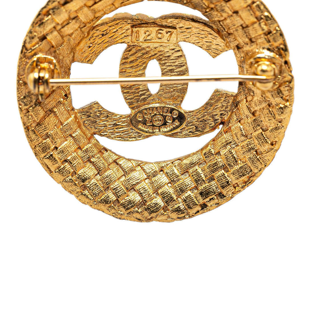 Gold Plated CC Round Brooch Gold - Gaby Paris