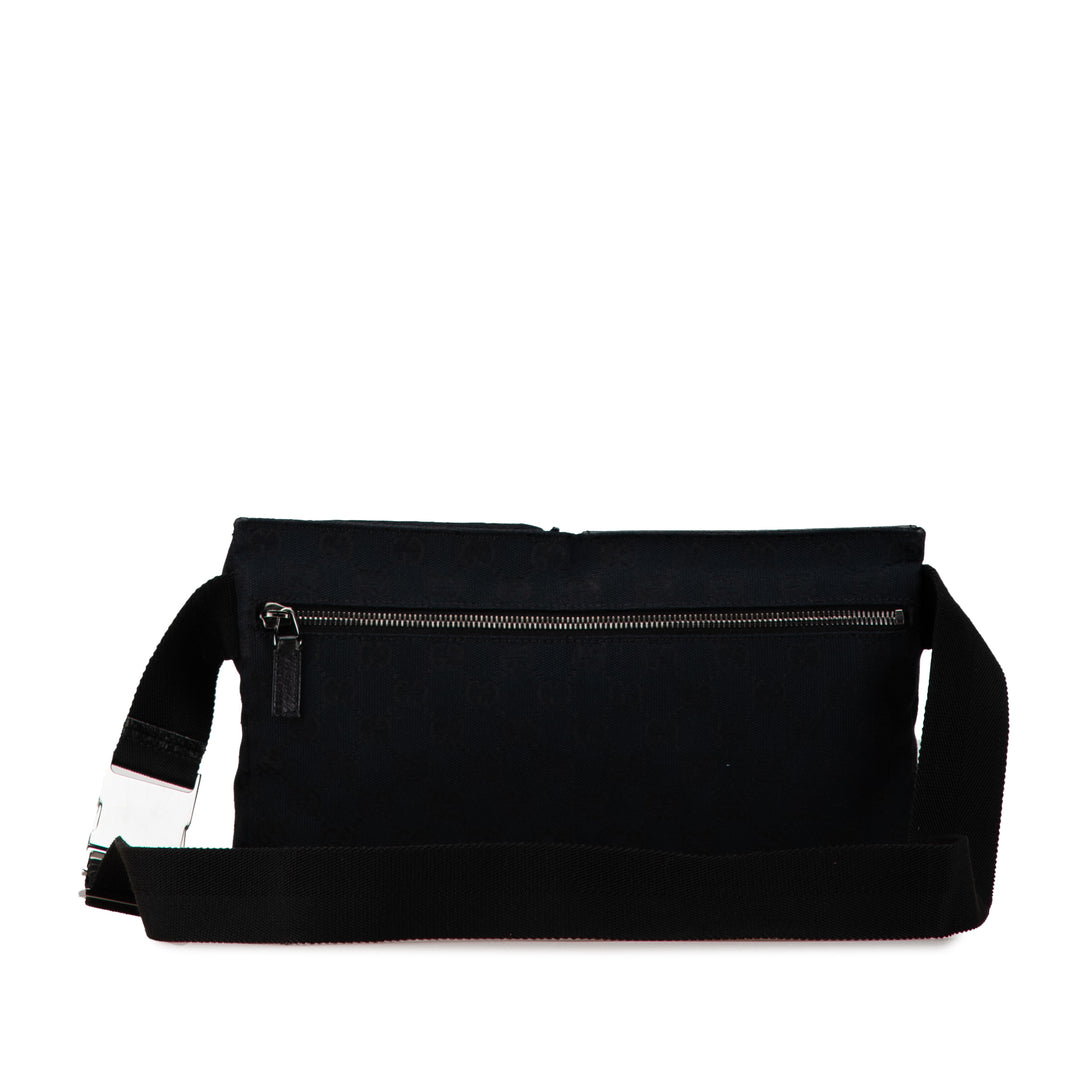 GG Canvas Double Pocket Belt Bag Black - Gaby Paris